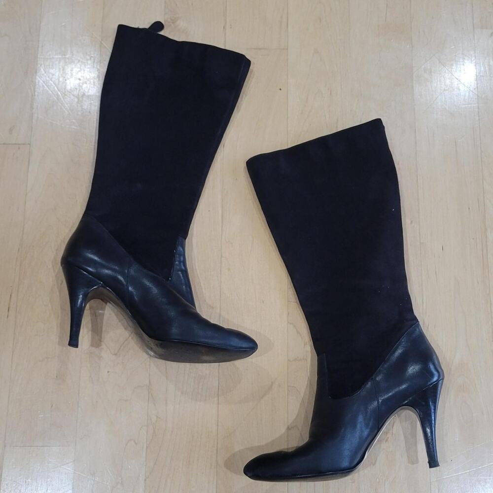 Worthington Black Suede and Leather Knee High Boots Ladies Size 8.5